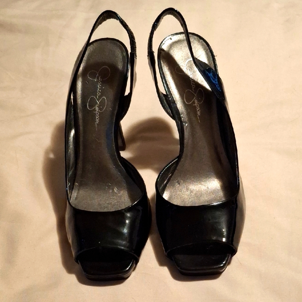 Jessica Simpson Black Patent Slingbacks